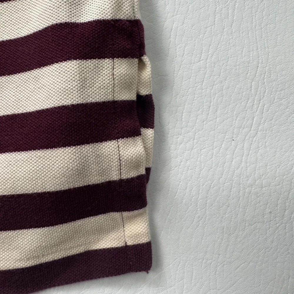 Polo Ralph Lauren Mens XL Custom Fit Striped Polo Shirt Burgundy Cream 00192